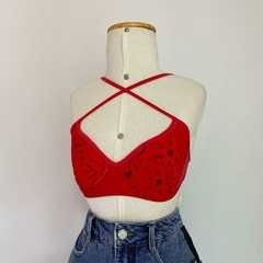 biquini vermelho floral - M na internet