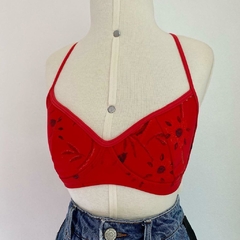 biquini vermelho floral - M - loja online