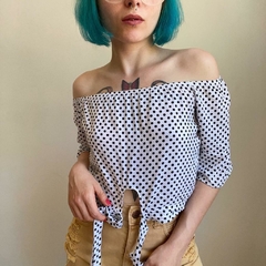 blusa cropped de bolinhas - P/M - Roupas, decoração e acessórios VINTAGE - Legado Brechó