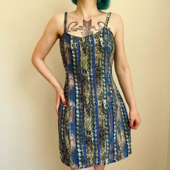 vestido anos 90 estampado - P/M - comprar online