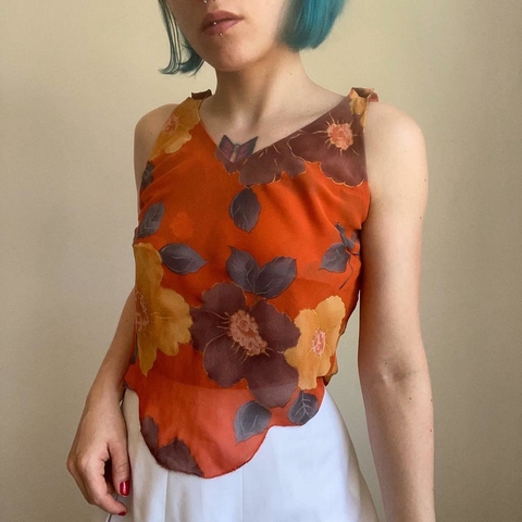blusinha floral laranja - PP