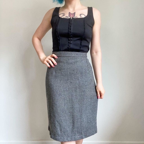 saia mídi em lã batida vintage - M