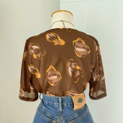 blusa marrom em voal - P/M na internet