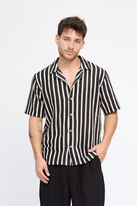 CAMISA TEJIDA STRIPE NEGRA