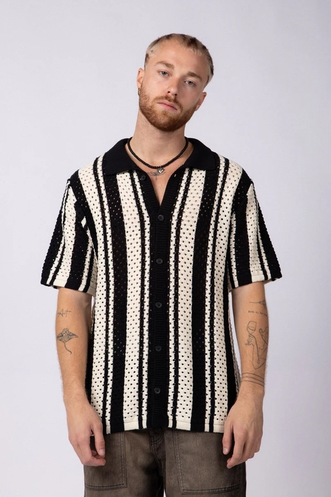 Camisa Manga Corta Tejida Raykof Negra