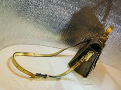 Cartera de Boa chocolate combinada con cuero metalizado dorado. Modelo: “Adelaida de Borgoña”.- - Támesis&Co.