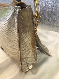 CARTERA DE VIBORA DORADA COMBINADA CON ENCAJE “ZOE - tienda online