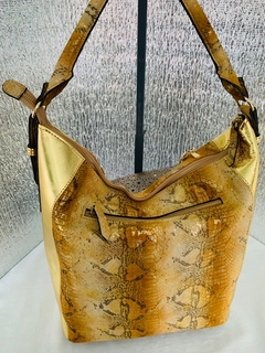 CARTERA CURVA MODELO “BELLA” víbora y dorada - Támesis&Co.
