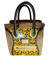 Cartera de cuero Animal Print combinada con beige y visón. Modelo: Rebecca