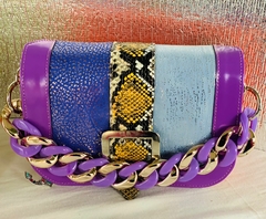 COLECCIÓN CARTERA DONNA: MODELO: “DONNA MELINA” (violeta, azules y naranja) de 5 cueros diferentes. - tienda online
