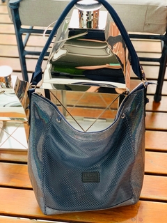 Modelo de tres cueros distintos AZUL, “CAMPANITA”.- - tienda online
