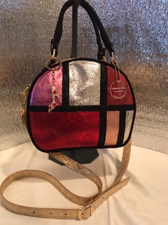 CARTERA DE CUERO DE OVEJA ITALIANA METALIZADA. "MONDRIAN DE QUEEN MARY". - tienda online