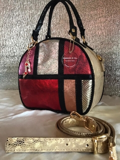 CARTERA DE CUERO DE OVEJA ITALIANA METALIZADA. "MONDRIAN DE QUEEN MARY". - comprar online