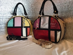 CARTERA DE CUERO DE OVEJA ITALIANA METALIZADA. "MONDRIAN DE QUEEN MARY". - comprar online