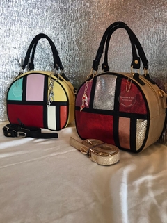 CARTERA DE CUERO DE OVEJA ITALIANA METALIZADA. "MONDRIAN DE QUEEN MARY".