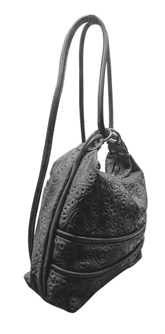 CARTERA Y MOCHILA DE CUERO LABRADO "GINGER"