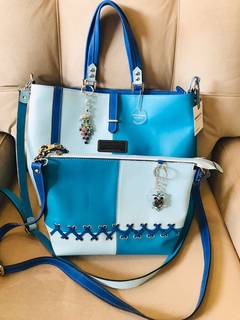 CARTERA DE TRES COLORES DE AZULES "AZZURRA" Y "BLUE".- - tienda online