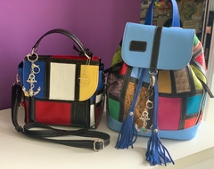 Imagen de CARTERA DE CUERO MONDRIAN MOCHILA DE CUERO ITALIANO Y CUERO ARGENTINO 100% MODELO "FRANCA".-
