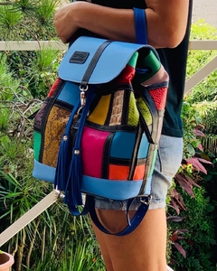 Imagen de CARTERA DE CUERO MONDRIAN MOCHILA DE CUERO ITALIANO Y CUERO ARGENTINO 100% MODELO "FRANCA".-
