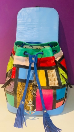 Imagen de CARTERA DE CUERO MONDRIAN MOCHILA DE CUERO ITALIANO Y CUERO ARGENTINO 100% MODELO "FRANCA".-