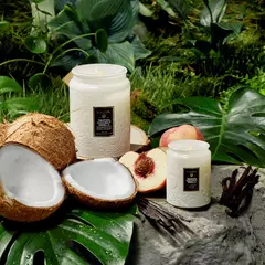 TAHITIAN COCONUT VANILLA VELA EN FRASCO DE VIDRIO CHICA en internet