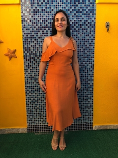 Vestido Midi em viscose rústica - PiThéo Moda Feminina e Infantil