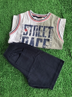 Conjunto regata com bermuda Street race cars - Fakini (04 anos) - loja online