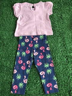 Conjunto flamingos playground (Tamanho G) - PiThéo Moda Feminina e Infantil