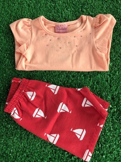 Conjunto camisa e bermuda barquinhos DDK (tamanho M) na internet