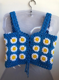 Cropped Margaridas Em Crochê na internet
