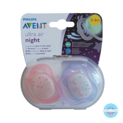 Chupetes AVENT Ultra AIR x 2 (0-6m) Night Luminoso