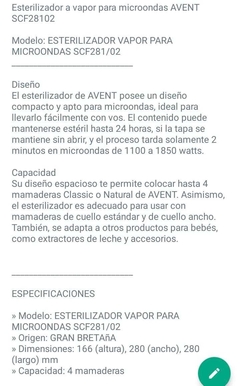 8030 Esterilizador Avent para microondas - eydbebes