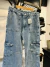 Jean wide cargo blue. Tiro bajo - tienda online