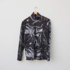 Blusa Transparente Estampada - P