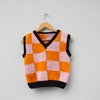 Colete Xadrez Laranja e Rosa - P - NOVO