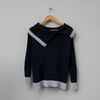 Blusa de Lã Azul e Cinza - P