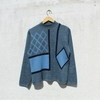 Blusa de Lã Azul Estampada - M