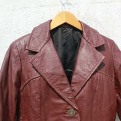 Jaqueta Blazer Bordô de Couro - P - loja online