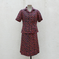 Conjunto Blazer e Saia Floral Vintage - P - Brecho Ja Vali