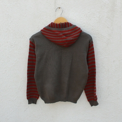 Blusa de Lã Cinza e Vermelha - P - Brecho Ja Vali