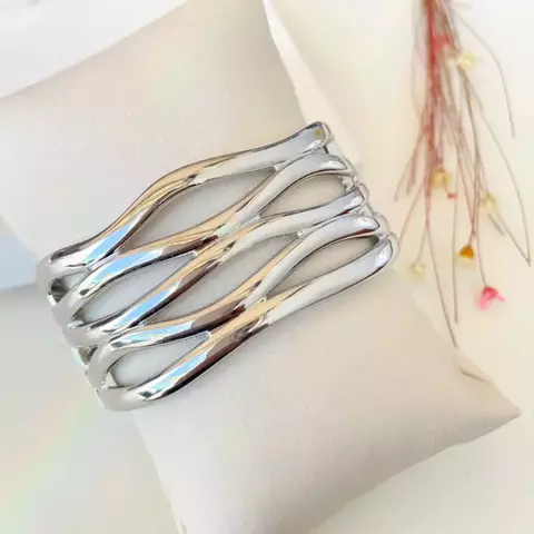 Bracelete Linhas Ródio Branco