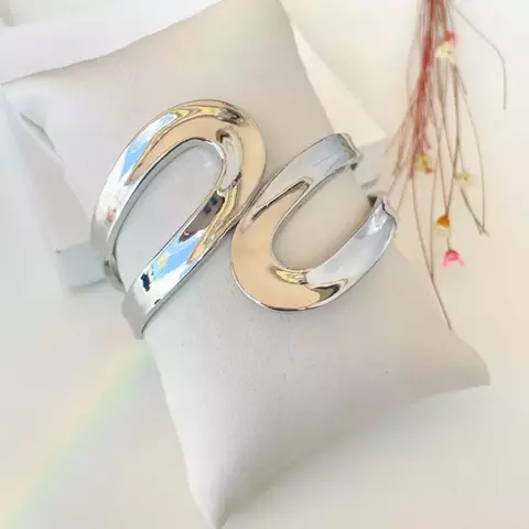 Bracelete Gota Vazada Ródio Branco