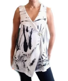 Bluse Art Black Bege - Atelie Gilda Lacerda