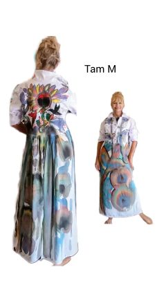 Vestido longo Pintado a Mão beija flor na internet