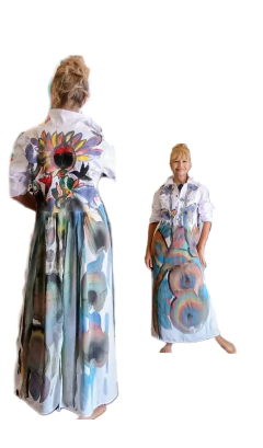 Vestido longo Pintado a Mão beija flor - comprar online
