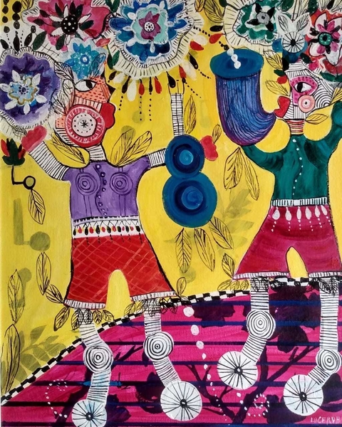 Músicos Quadro Pintado 40x50