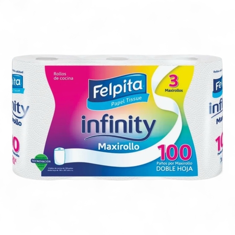 Rollo de Cocina Felpita Infinity 3 Rollos 100 Hojas - comprar online