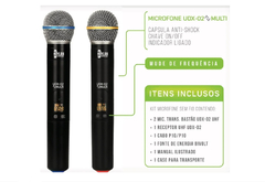 Microfone Sem Fio Profissional Uhf Dylan Udx-02 Duplo Mão Para Igreja Bandas Full - Foto Goioerê