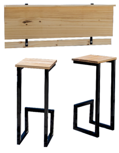 Set Minimal Barra y Banquetas Madera Pino