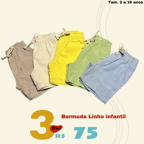 Kit 3 Bermuda Linho Mauricinho Por 75